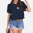 thumbnail image 2 of LUOGENLI T-shirts pour Femme pour Femmes T-shirts pour Femmes Motif Imprimé Tournesol Col Rond T-Shirt à Manches Courtes Haut T-shirts pour Femmes T-shirts Graphiques Vêtements d'Été Bleu Foncé S, 2 of 6