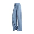 thumbnail image 4 of Diufon Straight Pants for Women Elastic High Waist Drawstring Pants Cotton Solid Color Lounge Wide Leg Pants, 4 of 5