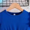thumbnail image 4 of Robes de Printemps pour Filles Enfants Tout-Petits Filles Été Col Rond Manches à Volants Imprimés de Fleurs Robe Trapèze Décontractée avec Nœud Robe pour Enfants Bleu 7 Ans-8 Ans, 4 of 7