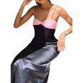 thumbnail image 3 of Wangsaura Robe Longue pour Femmes, Robe Sans Manches à Bretelles Spaghetti avec Nœud Contrasté, 3 of 5