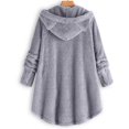 thumbnail image 4 of WEIYLL Fall Jackets for Women 2025 Velvet Cat Ear Hooded Soild Patchwork Button Plush Grey Cold Weather Tops Size XL, 4 of 4
