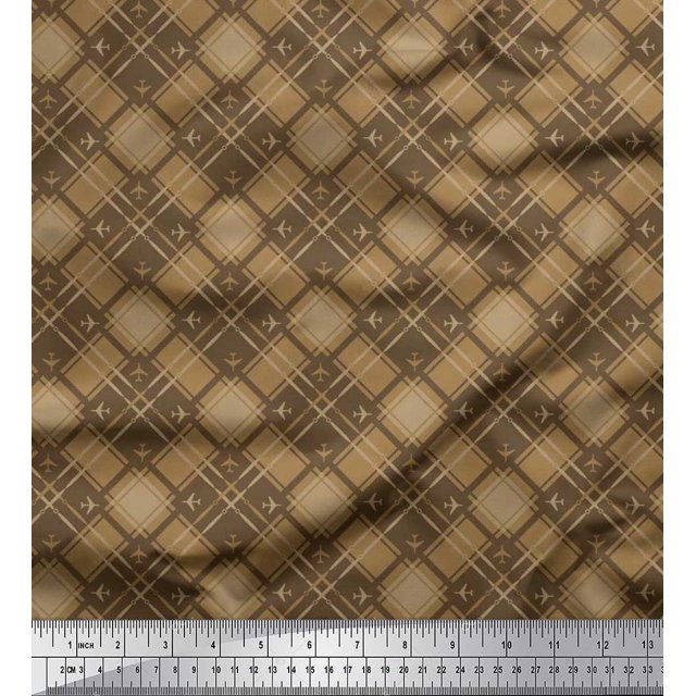 Soimoi Poly Georgette Fabric Diagonal Check Fabric Prints by Yard 52 Inch Wide