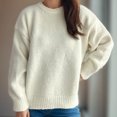 thumbnail image 3 of Besolor Sweaters for Women Fall Long Sleeve Casual Loose Knitted Solid Color Basic Pullover Sweater Tops, 3 of 3