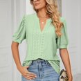 thumbnail image 4 of Birdeem Womens V- Neck Hollow Out Recreational Short Sleeve Tops, 4 of 6