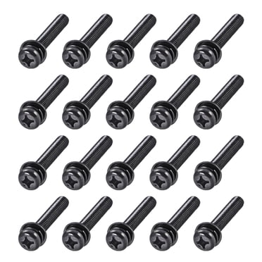 Unique Bargains M6x35mm Carbon Steel Phillips Pan Head Machine Screws Spring Plain Washer 20pcs