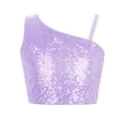 thumbnail image 1 of iixpin Girls Off Shoulder Tops Kids Sparkle Glitter Spaghetti Straps Pageant Crop Tank Top Purple 16, 1 of 6