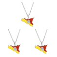 thumbnail image 1 of Transemion Idée Cadeau Collier Pendentif Unique Convient à Tous les Âges Déclaration Or Couleur Acier Ensemble de 3, 1 of 6