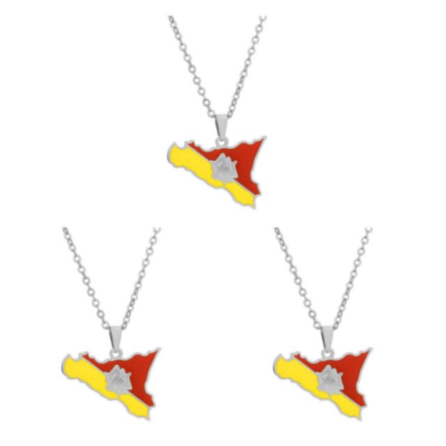 Transemion Idée Cadeau Collier Pendentif Unique Convient à Tous les Âges Déclaration Or Couleur Acier Ensemble de 3