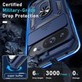 thumbnail image 3 of KOMI Case Compatible with Google Pixel 9/9 Pro Built in Slide Camera Lens Cover+Screen Protector+Finger Ring Holder Kickstand,Heavy Duty Shockproof Full Body Protective Phone Cover, Blue, 3 of 5