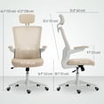 thumbnail image 3 of HOMCOM Chaise de Bureau Ergonomique, Chaise de Bureau avec Appuie-Tête Réglable, Beige, 3 of 10