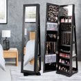 thumbnail image 3 of Giantex 360° Rotating Jewelry Armoire w/Higher Full Length Mirror, Standing Lockable Cabinet Organizer w/ Large Storage Capacity, Inside Makeup Mirror(Black), 3 of 8