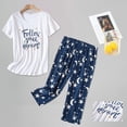 thumbnail image 2 of 2025 Ensemble de Pyjama pour Femmes Court Ensemble pour Femmes Haut à Manches Pantalon Capri Pyjama pour Femmes Ensemble Tenue de Nuit d'Été, 2 of 3