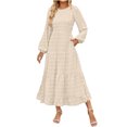 thumbnail image 2 of Gspmoly Robes pour Femmes, Robe Élégante et Décontractée à Manches Longues et Col Rond pour Femmes, Robes Formelles pour Femmes Offres du Jour, 2 of 6