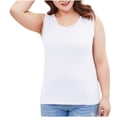 thumbnail image 2 of LOVZFMLL Débardeurs pour Femmes Couleur Unie Grande Taille Camisole Fine Élasticité Augmentée Chemise de Base Col Rond Débardeur, 2 of 6
