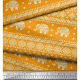 thumbnail image 3 of Soimoi Satin Silk Fabric Aztec & Tribal Elephant Animal Decor Fabric Printed Yard 42 Inch Wide, 3 of 3