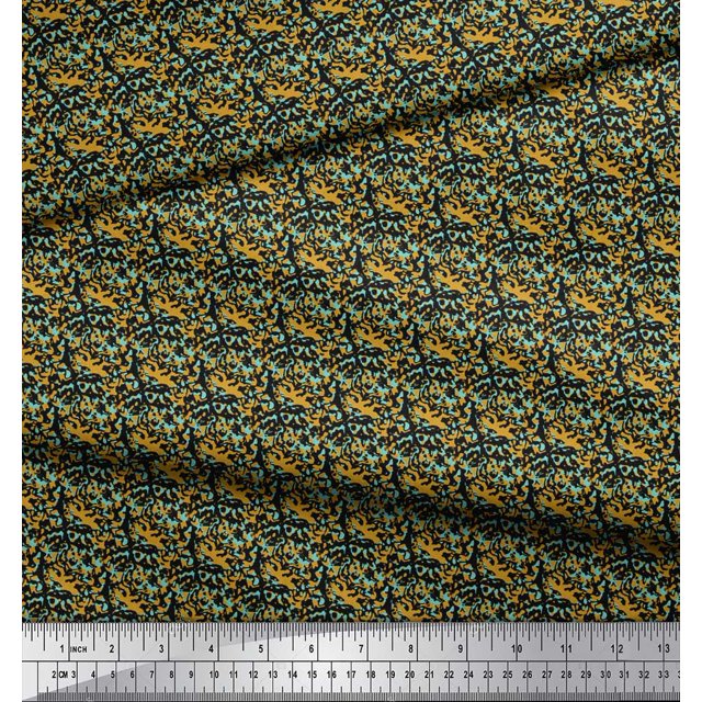 Soimoi Poly Georgette Fabric Two Tone Camouflage Decor Fabric Printed Yard 52 Inch Wide