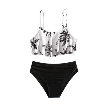 PMVFHDE Maillots de Bain 2 Pcs pour Fille Enfants Filles Bikinis Maillots de Bain Ensembles Bikini 2 Pcs Maillots de Sport Noir,11-12 Ans