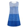 thumbnail image 4 of Dvkptbk Robe d'Été Décontractée pour Femme 2024 à Col Rond, Manches Courtes, à Blocs de Couleur, Robe de Plage Boutonnée, Ourlet Évasé, Fluide, Plissée, T-Shirt, Midi, Courte, 4 of 4