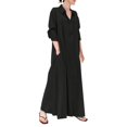 thumbnail image 2 of Bramtres Robes Maxi, Robes de Vacances, Robe Chemise Longue Décontractée pour Femme en Coton et Lin à Boutons avec Poches, Longues Robes, Robe à Manches Longues, Robes Modestes, Robe Noire, TTG, 2 of 4