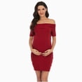 thumbnail image 2 of Robe à Épaules Dénudées Femmes Maternité Sans Manches Couleur Unie Robe Dos Nu à Épaules Dénudées Robe à Épaules Dénudées Robe de Maternité Décontractée, 2 of 6