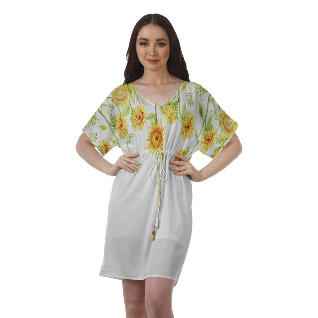 Moomaya Robes Imprimées Business Casual Femmes Robe d'Été Shorts Femmes Robe Simple