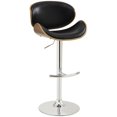 thumbnail image 1 of Bowery Hill Faux Leather Curved Seat Adjustable Bar Stool in Black, 1 of 2