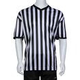thumbnail image 2 of AMERTEER Court Uniform Striped Shape Short Sleeve V-neck Sweat Absorption Anti-Deformed Referee Wearing Polyester Fiber Sporting Goods Collared Referee Shirt for Sports style A size M, 2 of 13