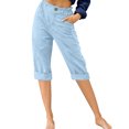 thumbnail image 1 of Innerwin Pantalon Capri de Détente Taille Haute pour Femme, Bleu Ciel, TG, 1 of 2