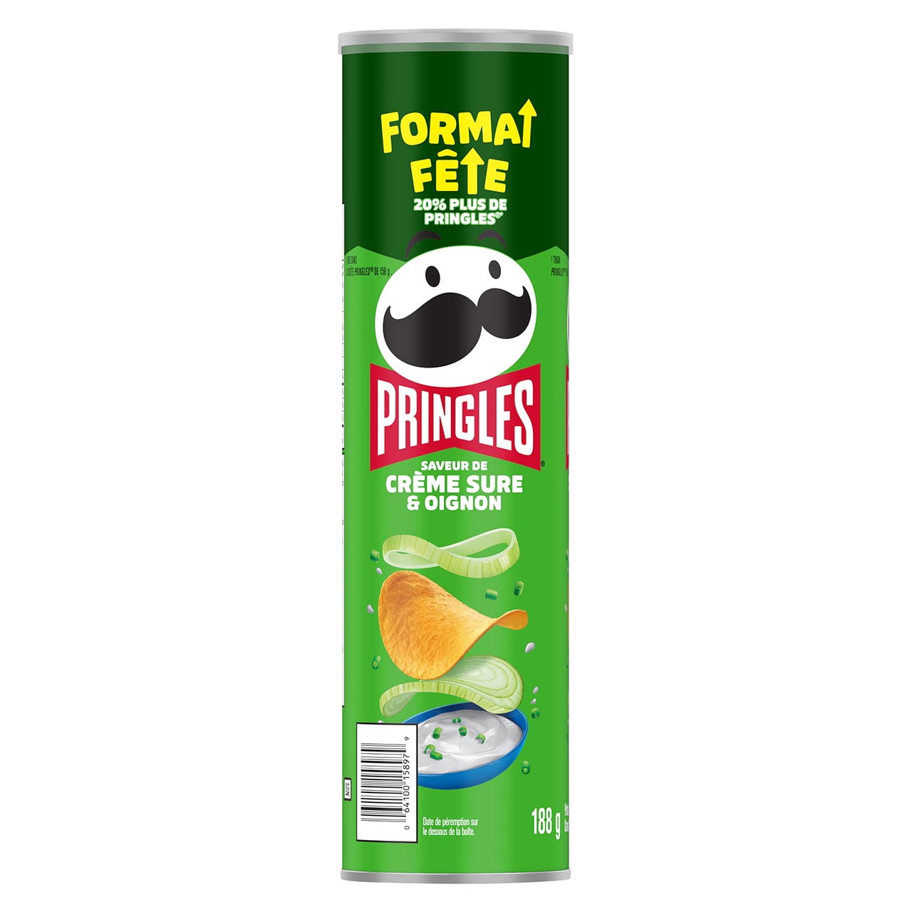 Croustilles Pringles® Format Fête Saveur de Crème sure et oignon 188g