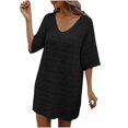 thumbnail image 1 of Birdeem Womens Summer Solid Color Hollow Out Vacation Beach Dress Sun Protection Blouse, 1 of 1