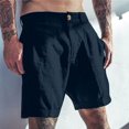 thumbnail image 2 of Men's Linen Shorts Classic Slim - Elastic Waist Summer Beach Pants, 7 Inch Inseam, 70% Rayon 30% Linen, 2 of 6