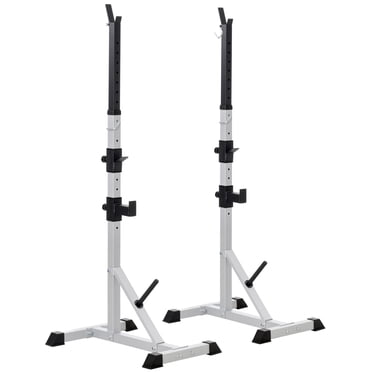 Soozier Paire de 2 Pcs Barre d'Haltère en Acier à Hauteur Réglable pour Squat et Banc-Presse 23 Pouces x 29.7 Pouces x 69.3 Pouces
