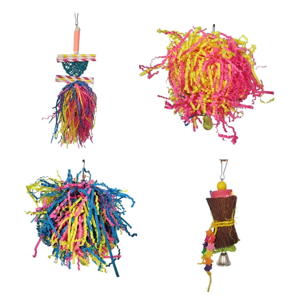 TIELUTT 4 Pack Bird Toys Small Parrot Chewing Toys Parrot Cage Foraging Hanging Toy for Small Bird Parrotlets Birds for Cage Budgie Perches for Jungle Parrots Large Parrot