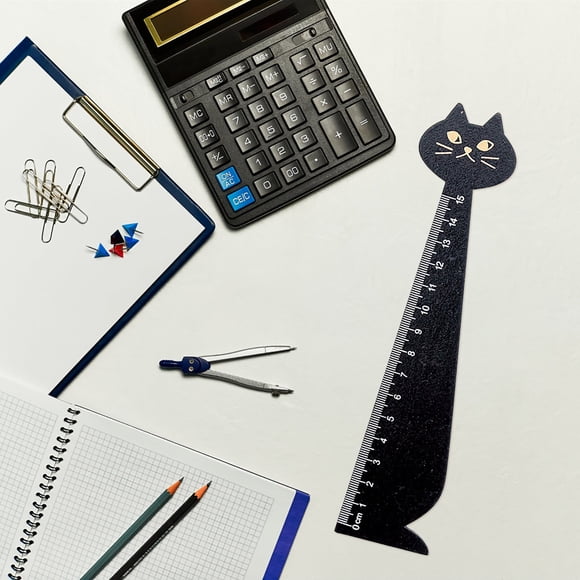 Règle Chat Dessin Papeterie Dessin Animé Règle en Bois pour l'Apprentissage et la Créativité Règle Droite au Design Mignon pour la Salle de Classe et la Maison