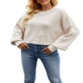 thumbnail image 1 of Women Knit Sweater Long Sleeve Crew Neck Solid Loose Pullover Warm Sweater, 1 of 5