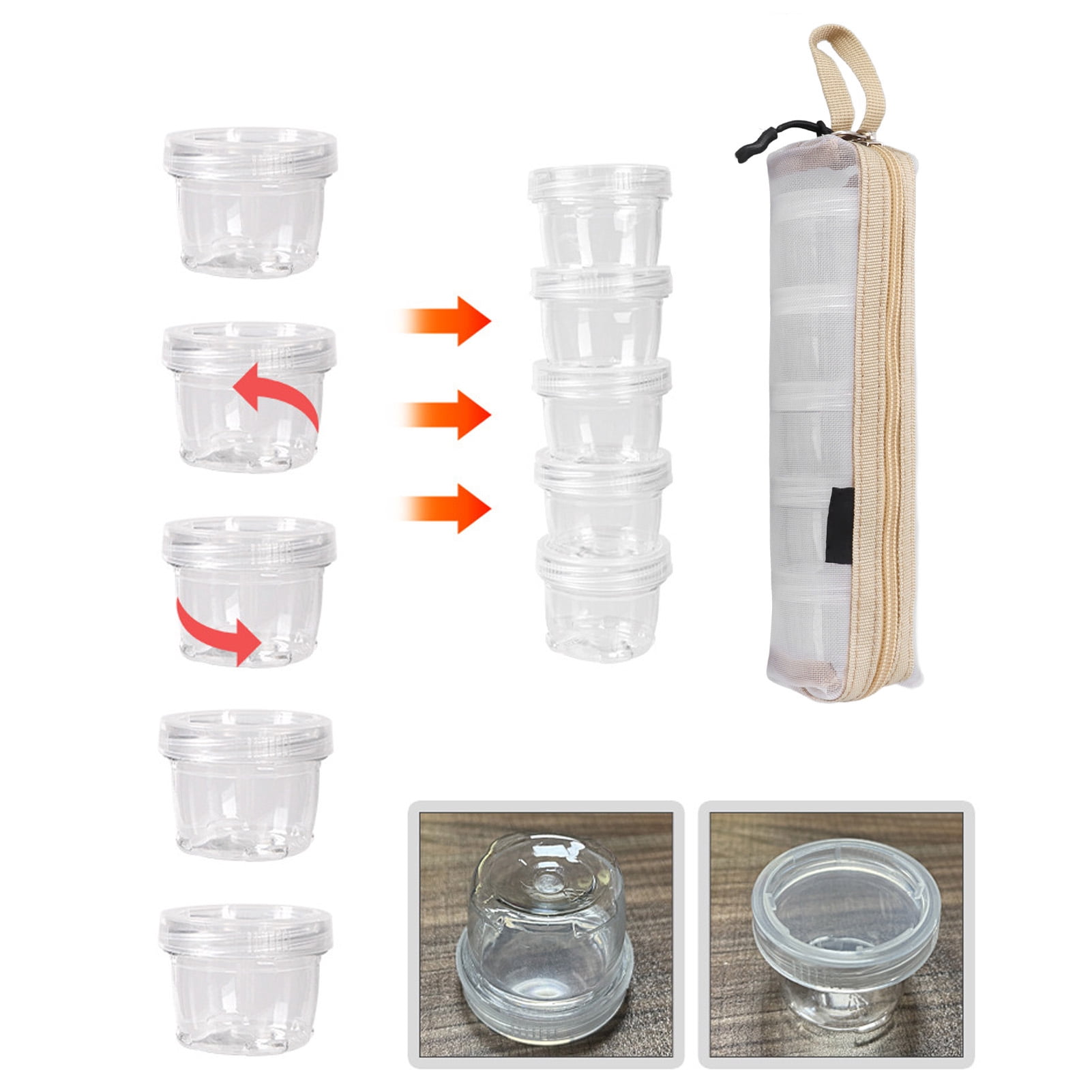 Plastic Food Storage Containers with Lids, 5PCS Portable Sauce Bottle Salad Dressing Container for Lunch Boxes, Sauce Containers, Picnics, Travel Meal Prep and Kitchen Storage
