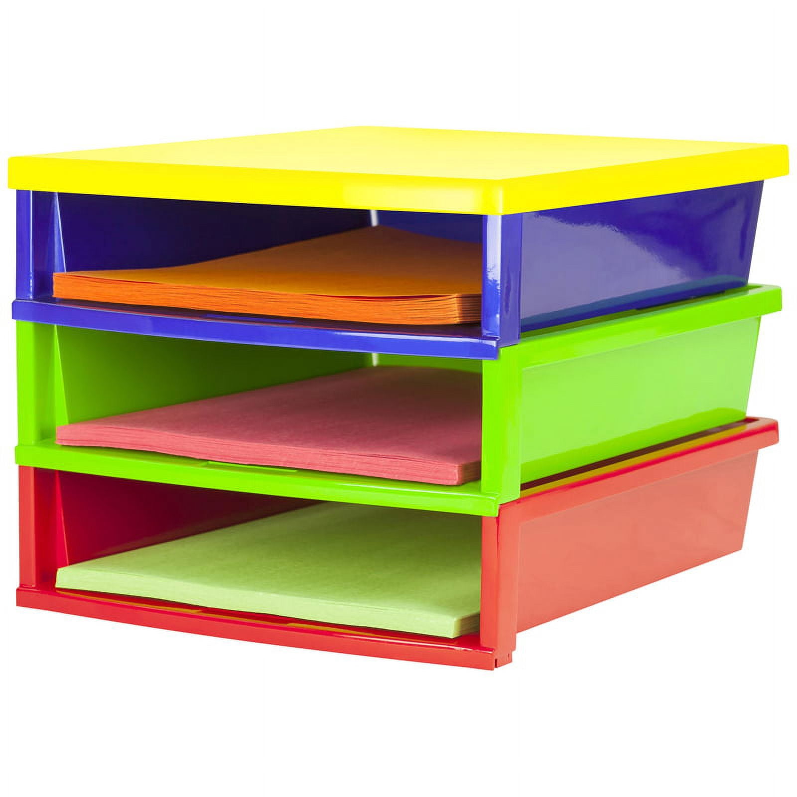 Storex Quick Stack 3-Compartment Plastic Paper Sorter for 9 x 12 in Paper, 11.5 x 13 x 8.375 in, Multicolour, 1 Count