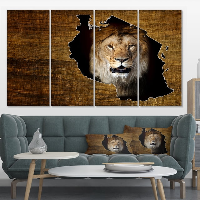 Tanzania Wildlife Map Design - Abstract Canvas Artwork