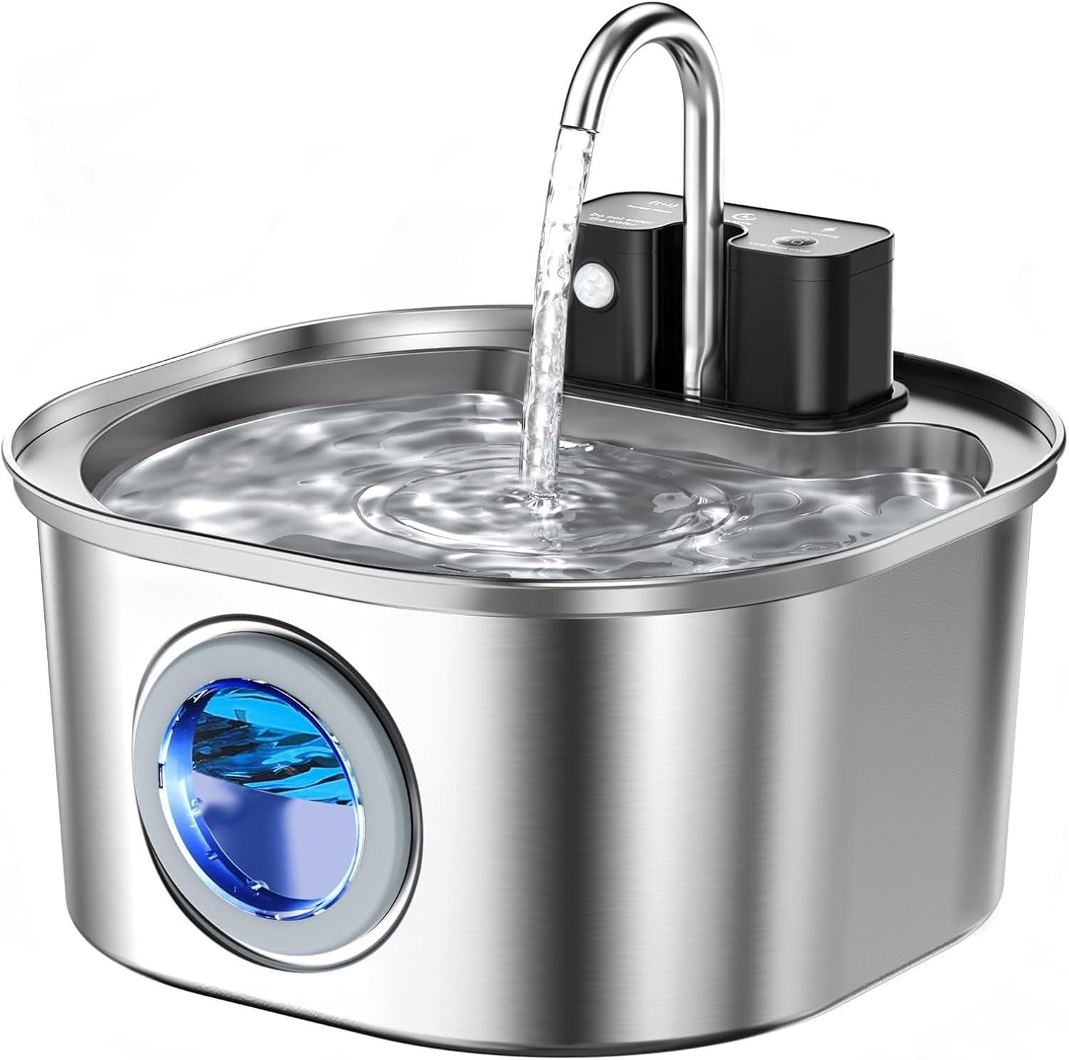 Stainless Steel Cat Water FountainWireless Pet Water Fountain Battery Operated oz/.L Automatic Water Dispenser for Dogs with Quiet Pump Easy Clean for Cats Dogs Multiple Pets