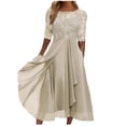 thumbnail image 2 of WTXUE Robes pour Femmes 2024, Robe Mi-Longue en Broderie Dentelle Chiffon pour Femme, Robe Simulée, Robes Dorées pour Femmes, 1# Or 2TG, 2 of 5