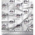 thumbnail image 1 of Soimoi White Rayon Fabric London Theme Architectural Decor Fabric Printed Yard 56 Inch Wide, 1 of 3