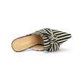 thumbnail image 4 of BLISSFUL STEP Women Stripe Bow Pointed Toe Block Heel Slides Mules Black 9, 4 of 8