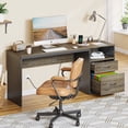 thumbnail image 1 of Bestier Computer Desk with Drawers Power Outlet 60" Office Desk Lift Top Desk, Gray, 1 of 10
