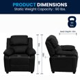 thumbnail image 3 of Deluxe Padded Contemporary Black Leather Kids Recliner with Storage Arms, 3 of 9