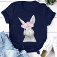 thumbnail image 4 of Hauts d'Été pour Femmes Grande Taille Femmes T-shirt à Col Rond Imprimé Lapin Pâques Manches Courtes Décontracté Ample Blouse T-shirt à Col en V Femmes en Liquidation, 4 of 8