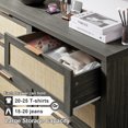 thumbnail image 3 of OAKHAM Commode 6 Tiroirs, Grand Commode en Rotin pour Chambre à Coucher Salon, Chêne Minuit, 3 of 8