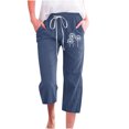 thumbnail image 1 of VEKDONE Womens Cotton Linen Capris Pants Print Capri Pant Navy S, 1 of 4