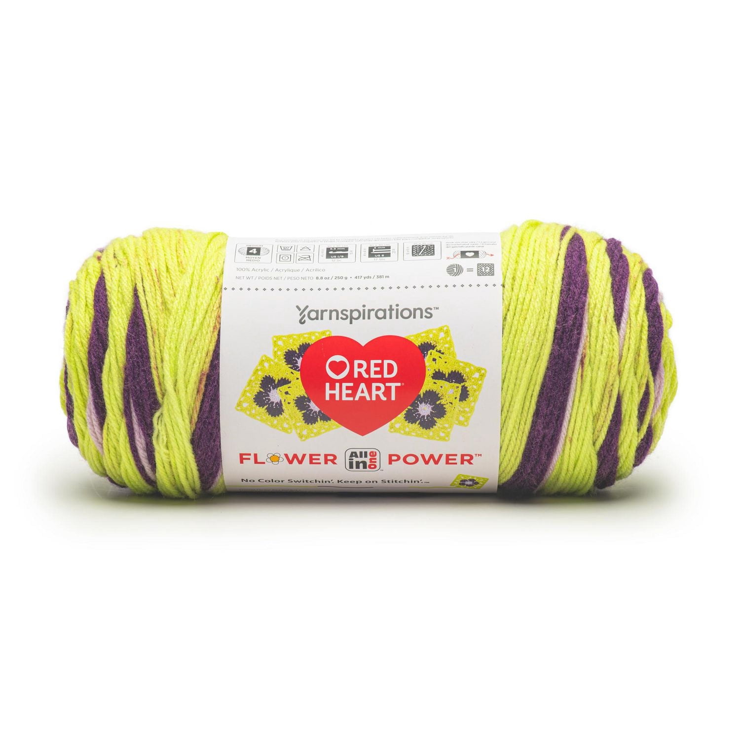 Red Heart® All In One Flower Power™ Fil acrylique peigné n° 4 (moyen), 8,8 oz/250 g, 417 yards