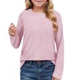 thumbnail image 1 of MeetoTime Girls Long Sleeve Solid Color Shirts Cute Crewneck Casual Blouses Children's Spring Fall Undershirt, 1 of 7