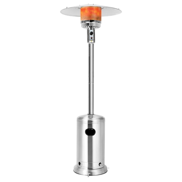 Gymax 48000 BTU Patio Standing LP Gas HeaterStainless Steel Propane W/ Wheels Silver